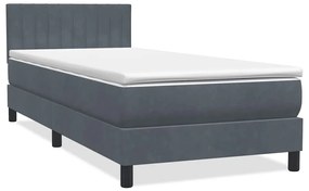 vidaXL Box Spring Κρεβάτι με στρώμα Σκούρο γκρι 100x220 εκ. Βελούδινο