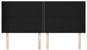 Κεφαλάρι με Πτερύγια Μαύρο 183x16x118/128 εκ. Υφασμάτινο 3119456