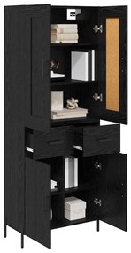 vidaXL Highboard με συρτάρι 2 pcs Μαύρη Οξυά Επεξεργασμένο ξύλο