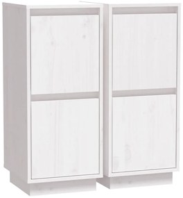 vidaXL Ντουλάπια 2 τεμ. Λευκά 31,5 x 34 x 75 εκ. από Μασίφ Ξύλο Πεύκου