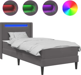 vidaXL Σκελετός κρεβατιού με στρώμα Γκρι 100 x 200 cm Τεχνητό Δέρμα