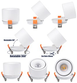 GloboStar OMEGA-R 60294 Χωνευτό LED Spot Downlight TrimLess Φ10cm 12W 1560lm 36° AC 220-240V IP20 Φ10 x Υ8.2cm - Στρόγγυλο - Λευκό - Φυσικό Λευκό 4500K - Bridgelux COB - 5 Years Warranty - 60294