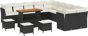 vidaXL Σετ Καναπέ Κήπου 14 pcs Μαύρο συνθετικό ρατάν