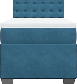 vidaXL Κρεβάτι Boxspring με Στρώμα Μπλε 90x200 εκ. Βελούδινο