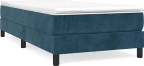 vidaXL Κρεβάτι Boxspring με Στρώμα Σκούρο Μπλε 90x200 εκ. Βελούδινο