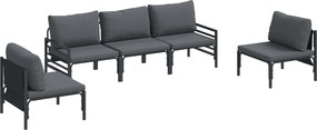 vidaXL Σετ Καναπέ Κήπου με μαξιλάρι 5 pcs Μαύρο Ατσάλι