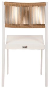 Καρέκλα Αλουμινίου Λευκή Μπεζ Rattan &amp; Textline 46x55,5x83 Υ Εκ.