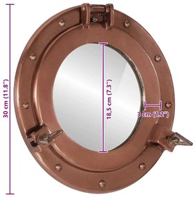vidaXL Καθρέφτης Φινιστρίνι Τοίχου Ø30 εκ. από Αλουμίνιο και Γυαλί