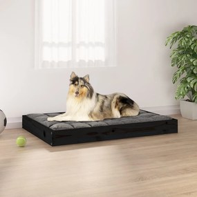 820865 vidaXL Κρεβάτι Σκύλου Μαύρο 91,5 x 64 x 9 εκ. από Μασίφ Ξύλο Πεύκου Μαύρο, 1 Τεμάχιο