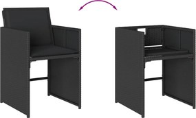 vidaXL Σετ Τραπεζαρίας Κήπου 9 τεμ Μαύρο από Συνθ. Ρατάν με Μαξιλάρια