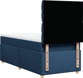 vidaXL Κρεβάτι Boxspring με Στρώμα Μπλε 90x200 εκ.Υφασμάτινο