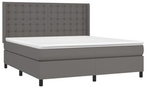 ΚΡΕΒΑΤΙ BOXSPRING ΜΕ ΣΤΡΩΜΑ &amp; LED ΓΚΡΙ 180X200 ΕΚ. ΣΥΝΘ. ΔΕΡΜΑ 3139401