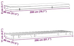 Καναπές Κρεβάτι Futon με Στρώμα 80x206x11 εκ. Μασίφ Ξύλο Πεύκου - Καφέ