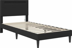 vidaXL Σκελετός κρεβατιού με στρώμα Μαύρο 90 x 200 cm Τεχνητό Δέρμα