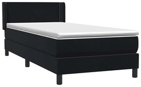 Κρεβάτι Boxspring με Στρώμα Μαύρο 80x220 εκ. Βελούδινο - Μαύρο