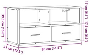 Έπιπλο Τηλεόρασης Γκρι Sonoma 80x31x39,5 εκ. Επεξ.Ξύλο/Μέταλλο - Γκρι