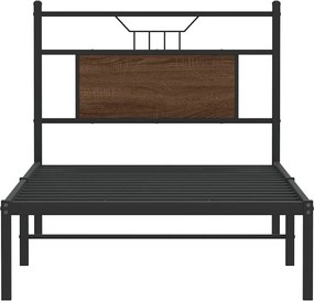 vidaXL Πλαίσιο Κρεβ. Χωρ. Στρώμα Καφέ Δρυς 90x200 εκ. Επεξ. Ξύλο