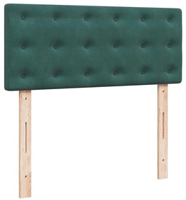 vidaXL Κρεβάτι Boxspring με Στρώμα Σκούρο Πράσινο 120x190εκ. Βελούδινο
