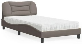 Κρεβάτι με Στρώμα Taupe 100 x 200 εκ. Υφασμάτινο - Μπεζ-Γκρι