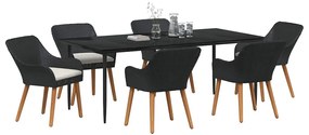 vidaXL Σετ Κήπου 7 Τεμαχίων Μαύρο Poly Rattan