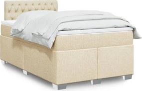 vidaXL Κρεβάτι Boxspring με Στρώμα Κρεμ 120x200 εκ. Υφασμάτινο