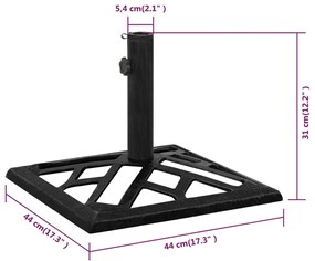 vidaXL Βάση Ομπρέλας Μαύρη 44 x 44 x 31 εκ. από Χυτοσίδηρο