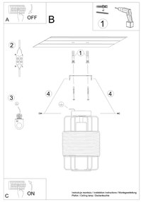 Sollux Κρεμαστό φωτιστικό Gizur 1,1xE27/15w, Χρώμα μαύρο