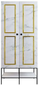Ντουλάπα Δίφυλλη Martin 801CMY3438 84x50x200cm Marble Effect White-Gold Δίφυλλη