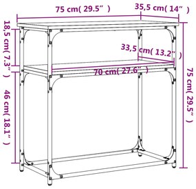 Τραπέζι Κονσόλα Γκρι Sonoma 75x35,5x75 εκ. Επεξεργασμένο Ξύλο - Γκρι