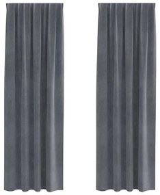 vidaXL Κουρτίνες με κουρτίνες 2 pcs Ανοιχτό γκρι 140 x 225 cm Βελούδο