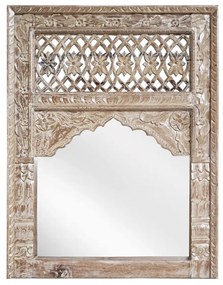 Artekko Mirroki Panels Ξύλινος Λευκός Πατίνα Σκαλιστός Καθρέπτης Τοίχου (120x120)cm