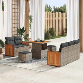 vidaXL Σετ Καναπέ Κήπου με μαξιλάρι 8 pcs Γκρι Πολυ ράταν