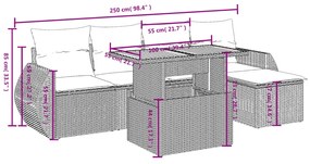 vidaXL Σετ Καναπέ Κήπου 6 τεμ. Μπεζ Συνθετικό Ρατάν με Μαξιλάρια