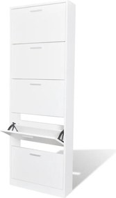 vidaXL Παπουτσοθήκη με 5 Τμήματα Λευκή Ξύλινη