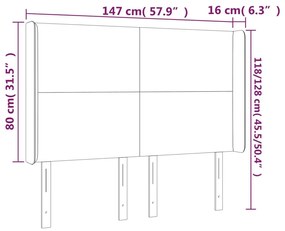 Κεφαλάρι με Πτερύγια Σκούρο Γκρι 147x16x118/128εκ.Βελούδινο - Γκρι
