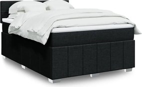 vidaXL Κρεβάτι Boxspring με Στρώμα Μαύρο 140x200 εκ. Υφασμάτινο