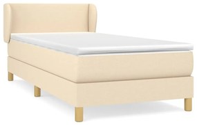 vidaXL Κρεβάτι Boxspring με Στρώμα Κρεμ 90x190 εκ.Υφασμάτινο
