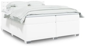 vidaXL Κρεβάτι Boxspring με Στρώμα Λευκό 200x200 εκ. Συνθετικό Δέρμα