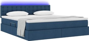 vidaXL LED Κρεβάτι αποθήκευσης με στρώμα Μπλε 180 x 200 cm Ύφασμα