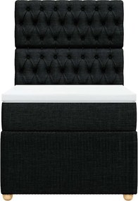 vidaXL Κρεβάτι Boxspring με Στρώμα Μαύρο 90x190 εκ.Υφασμάτινο