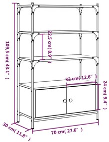 Βιβλιοθήκη 3 Επιπέδων Καφέ Δρυς 70x30x109,5 εκ. Επεξεργ. Ξύλο - Καφέ