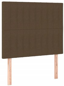 vidaXL Κρεβάτι Boxspring με Στρώμα &amp; LED Σκ.Καφέ 100x200 εκ Υφασμάτινο