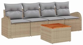 vidaXL Σετ Καναπέ Κήπου 5 pcs Μπέζ και Ανοιχτό Γκρι συνθετικό ρατάν