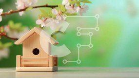 Intra Συλλεκτικό Ξύλινο Παζλ Plywood 4mm - Μικρό Ξύλινο Πουλιόσπιτο με Λευκό ανθισμένο δέντρο Σε Ξύλινο Κουτί - Διαστάσεις: 10x10 cm – 25 κομμάτια