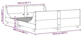 Σκελετός Κρεβατιού Χωρίς Στρώμα 140x200 εκ Μασίφ Ξύλο Πεύκου - Καφέ