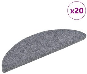 vidaXL Πατάκια Σκαλιών Αυτοκόλλητα 20 τεμ. Ανοιχτό Γκρι Ημίκυκλα 56x17x3 εκ.