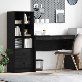 vidaXL Γραφείο με συρτάρι με ράφι με αποθήκευση 2 pcs Μαύρη Οξυά