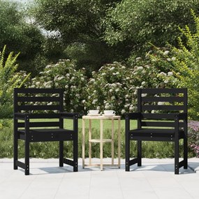 vidaXL Καρέκλες Κήπου 2 τεμ. Μαύρο 60x48x91 εκ. Μασίφ Ξύλο Πεύκου