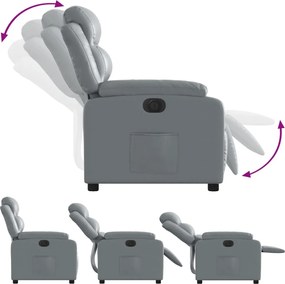 vidaXL Πολυθρόνα Ηλεκτρική Ανακλινόμενη Γκρι από Συνθετικό Δέρμα