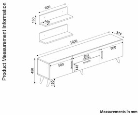 Σύνθετο OREGON Sapphire/Ανθρακί/Μπεζ Μοριοσανίδα 160x32x45cm - Μελαμίνη - 14410171